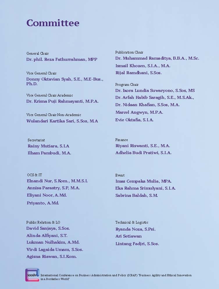 International Conference on Business Administration and Policy (ICBAP) "Business Agility and Ethical Innovation in a Borderless World" - Gambar 14