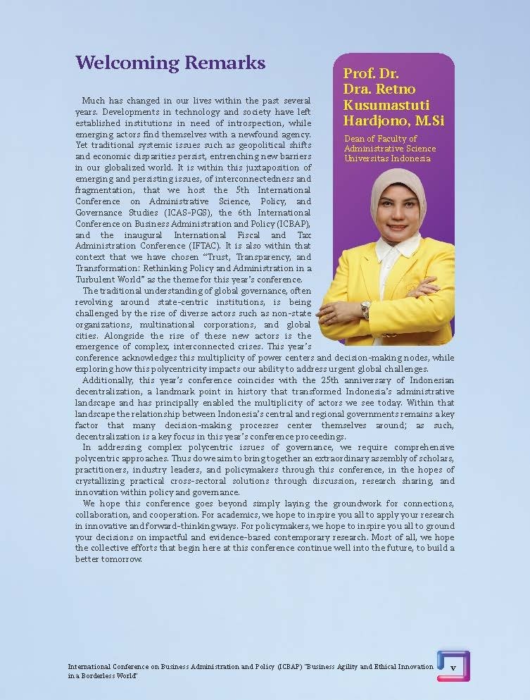 International Conference on Business Administration and Policy (ICBAP) "Business Agility and Ethical Innovation in a Borderless World" - Gambar 7