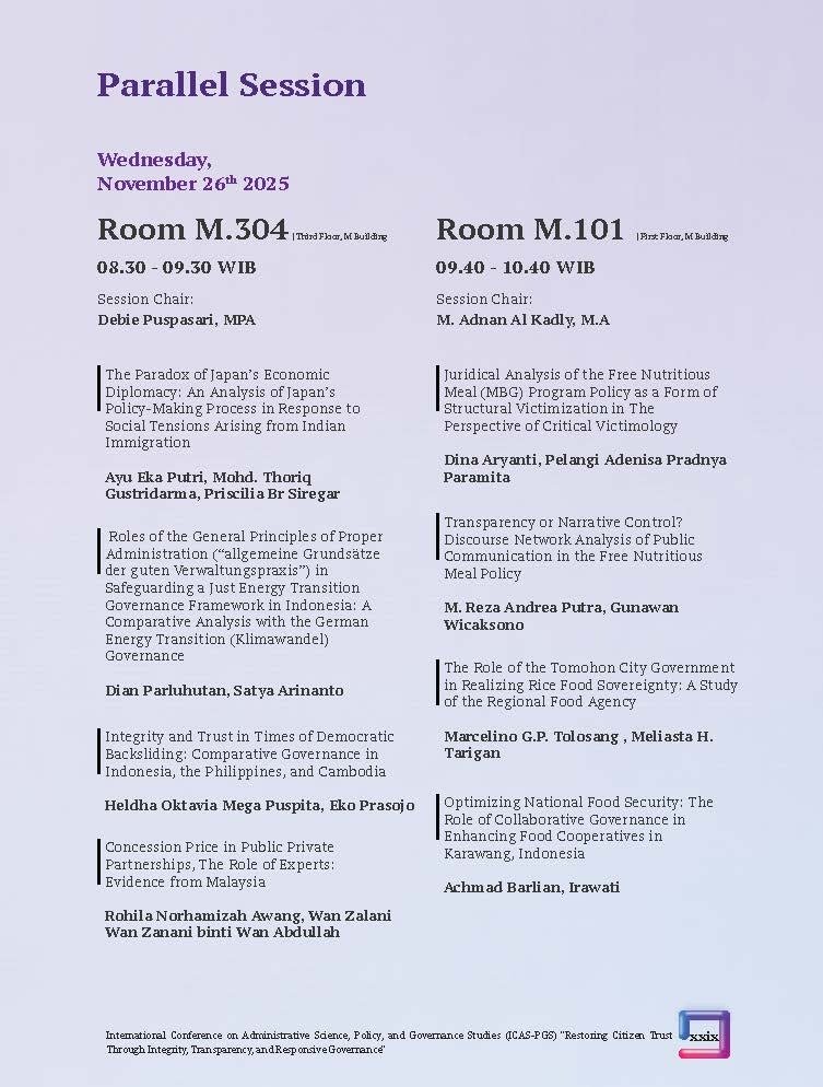 International Conference on Administrative Science, Policy, and Governance Studies (ICAS-PGS) "Restoring Citizen Trust Through Integrity, Transparency, and Responsive Governance" - Gambar 32