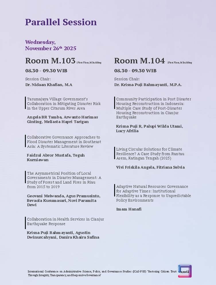 International Conference on Administrative Science, Policy, and Governance Studies (ICAS-PGS) "Restoring Citizen Trust Through Integrity, Transparency, and Responsive Governance" - Gambar 39