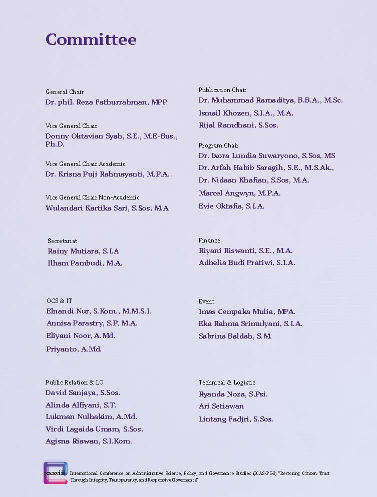 International Conference on Administrative Science, Policy, and Governance Studies (ICAS-PGS) "Restoring Citizen Trust Through Integrity, Transparency, and Responsive Governance" - Gambar 27