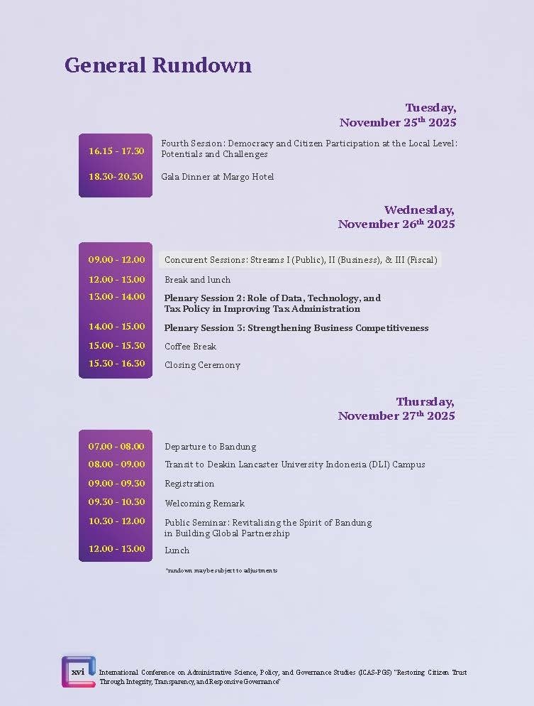 International Conference on Administrative Science, Policy, and Governance Studies (ICAS-PGS) "Restoring Citizen Trust Through Integrity, Transparency, and Responsive Governance" - Gambar 9