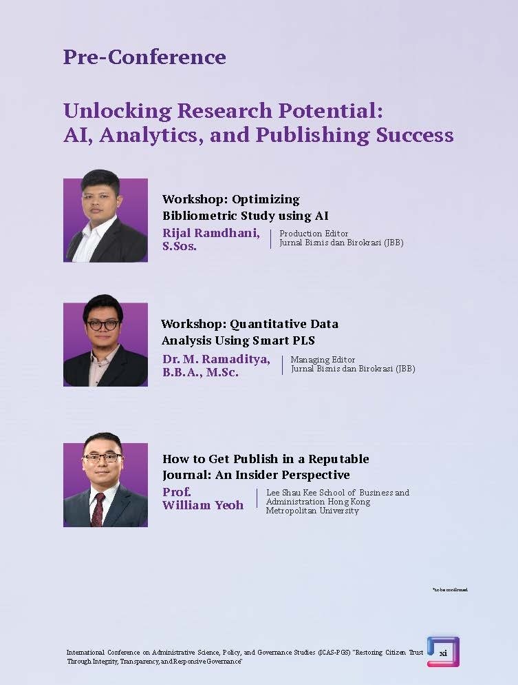 International Conference on Administrative Science, Policy, and Governance Studies (ICAS-PGS) "Restoring Citizen Trust Through Integrity, Transparency, and Responsive Governance" - Gambar 11