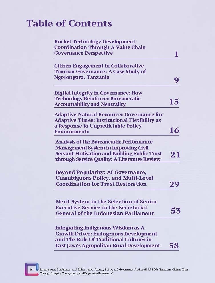International Conference on Administrative Science, Policy, and Governance Studies (ICAS-PGS) "Restoring Citizen Trust Through Integrity, Transparency, and Responsive Governance" - Gambar 18