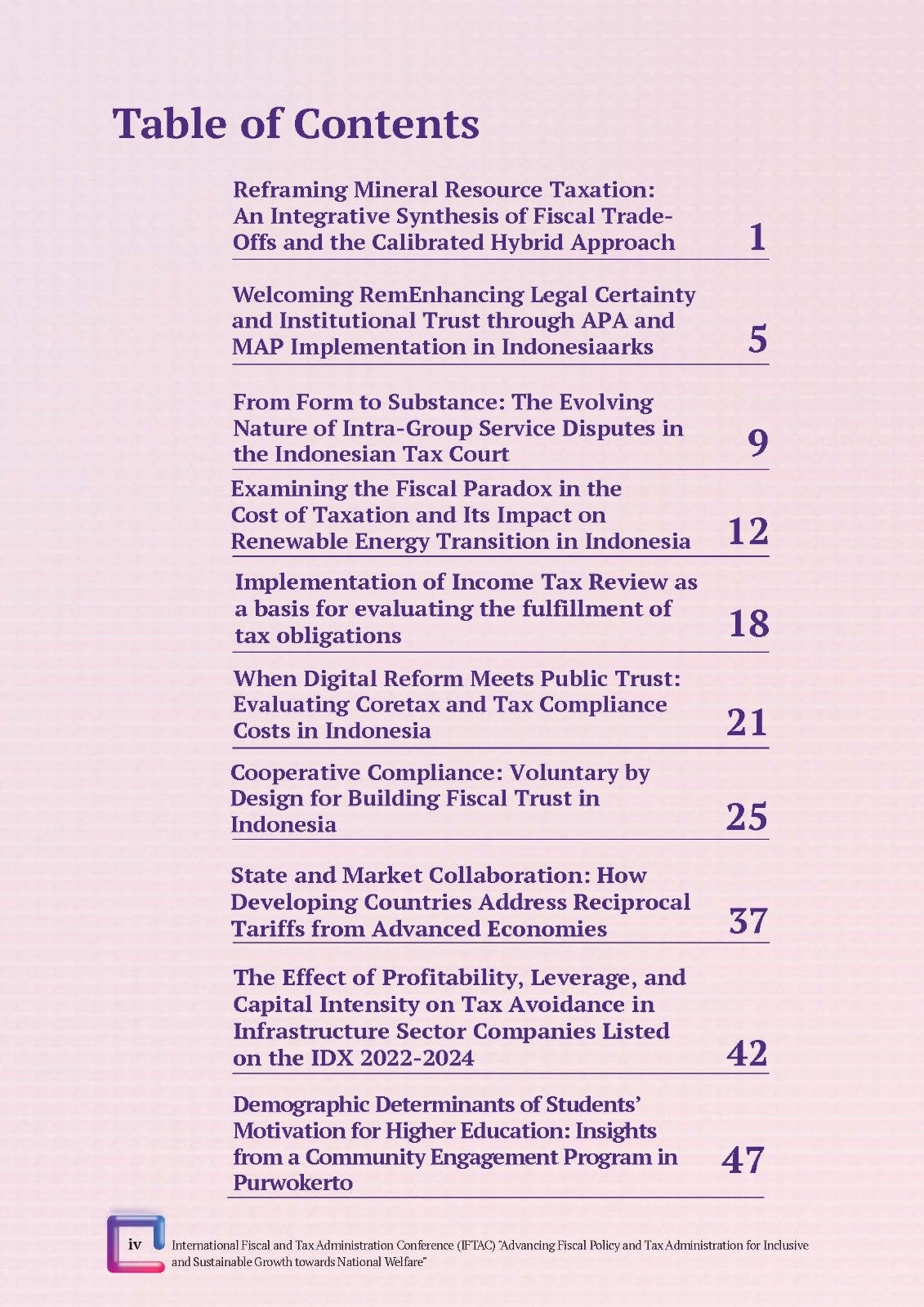 International Fiscal and Tax Administration Conference (IFTAC). Advancing Fiscal Policy and Tax administration for Inclusive and Sustainable Growth towards National Welfare" - Gambar 2